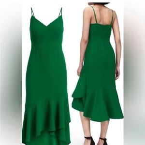 Black Banana Republic Sweetheart MIDI Sheath Dress with Flounce Hem size 2